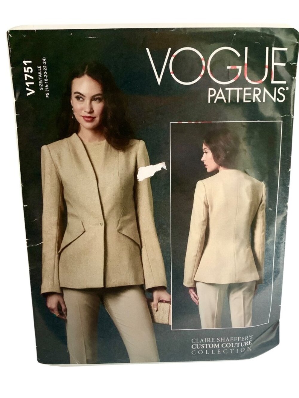 Vogue Sewing Pattern V1751 Women's Tailored Jacket Claire Shaeffer's Custom Cout